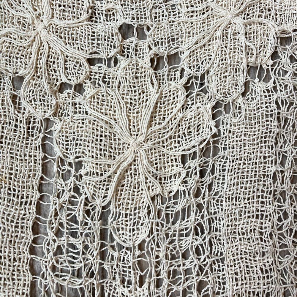 Beige Vintage Crochet Top Medium Summer Knit Dress Boho Beach Sexy Crochet Long - Picture 4 of 6
